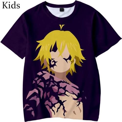 Short Sleeve 3D meliodas Kids Summer T shirt Comfortable Fashion Popular boys girsl O-neck Suitable 3D childrens blue t shirt
