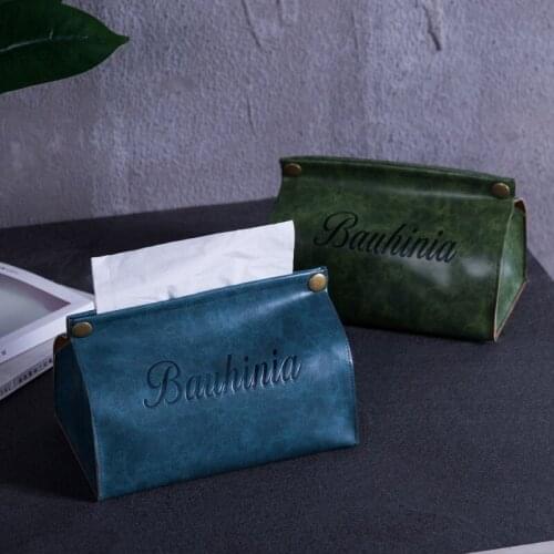 Leather Tissue Box Paper Extraction Box Living Room Home Creative Tissue Cover Teapoy Table Fabric zhi jin dai