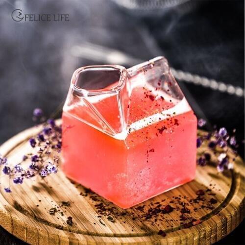 Japanese Style Glass Milk Cup Square Milk Box Microwave Oven Can Heat Creative Home Kitchen Tableware Breakfast Cup