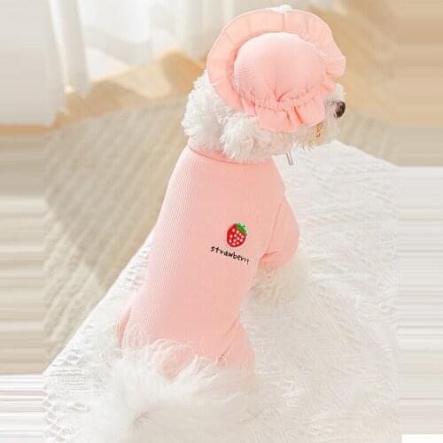 Summer Pet Dog Cat Four Legged Clothes Dog Coat Breathable for Small Dog Cat Jumpsuit Puppy Pug Chihuahua Pet Clothing with Hat