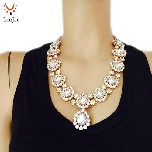 LiuJee Bollywood Indian Kundan Bridal Necklace Tikka Jhumar Wedding Bridesmaids Party Prom NK-016
