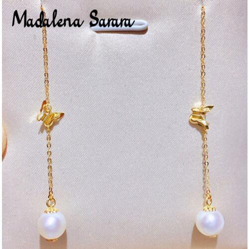 MADALENA SARARA 18K Gold Freshwater Pearl 8.0-9.0mm Pearl Butterfly Style Women Earring