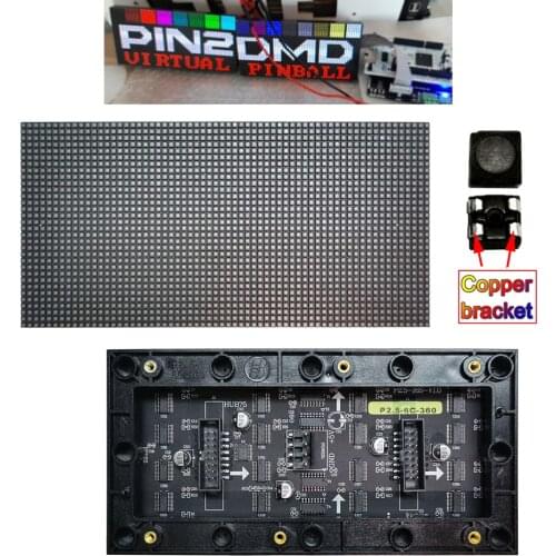 Copper bracket P2.5 RGB LED Display Panel,160mm x80mm,64*32 Pixels,SMD P2.5 LED Matrix,Compatible With PIN2DMD,Full color module
