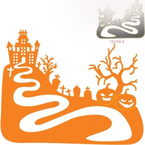 Hallowee Haunted House Pumpkin Metal Cutting Die For DIY Scrapbooking Decorative Embossing Handcraft Paper Cards Making Die New