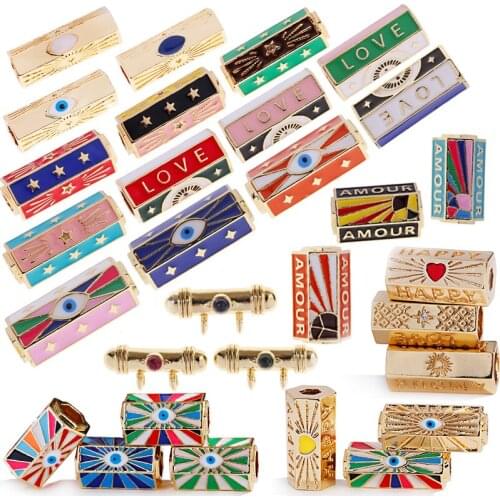Love Amour Star Life Wild Evil Eye Beads Tube Metal Brass Based Spacor Beads Bead Knotting Supplies Mens bead