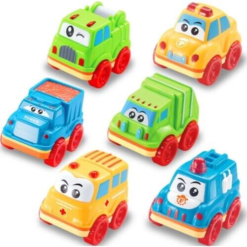 Cute Mini Engineering Car Inertia Car Childrens Car ABS Six Inertia Cartoon Car Truck Trailer Childrens Toys Ornaments Gift
