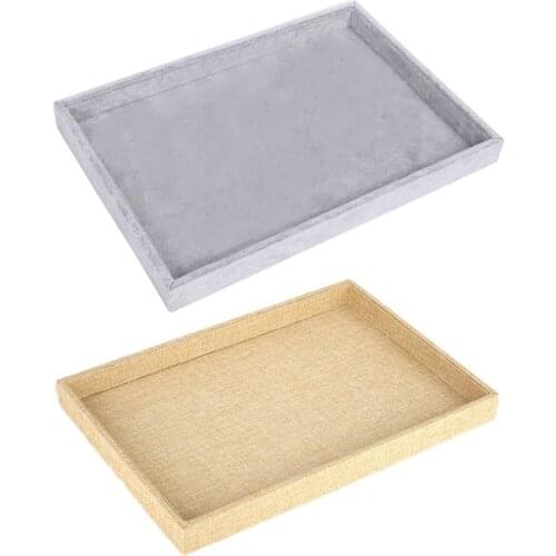 Multifunctional Beige Velvet Stackable Jewelry Pendant Tray Organization Display