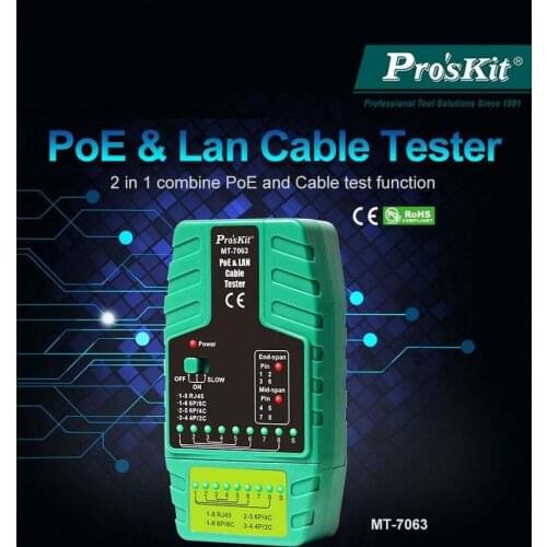 Proskit MT-7063 POE and multi-function network cable tester video monitoring tester open circuit test
