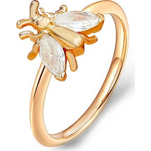 Trendy Metal Animal Rings Womens Ethnic Zircon Copper Bees Bridal Sets Golden New 2021 Alloy Rings Jewelry for Girls Party