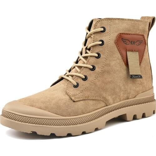 Men Ankle Boots Genuine Leather Martin Boots Winter Warm Plush Shoes Non-Slip Men Fashion Boots Lace Up Outdoor Shoes Big Size