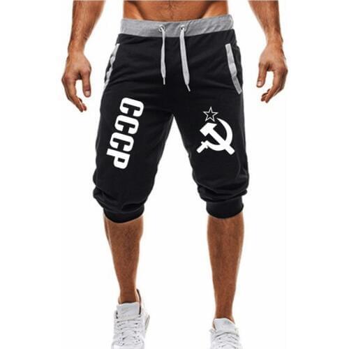 Hot Sale New Men CCCP Russian USSR Soviet Union Shorts Casual Male Cargo Shorts Knee Length Mens Summer Short Pants Homme 2019