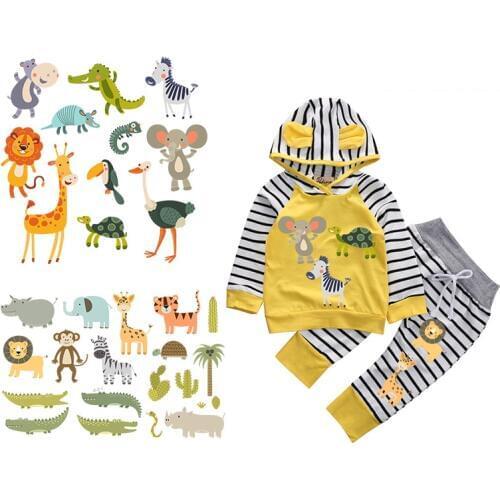 Crocodile Zebra Lion Patches Set for Kids Clothes Iron-on Transfer Washable Lovely Animal Sticker Household DIY Appliques Badges