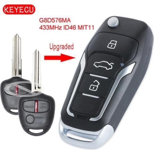 Keyecu Upgraded Flip Remote Car Key Fob 433MHz ID46 Chip for Mitsubishi Lancer CJ 2007-2013 FCC ID: OUCG8D-576M-A