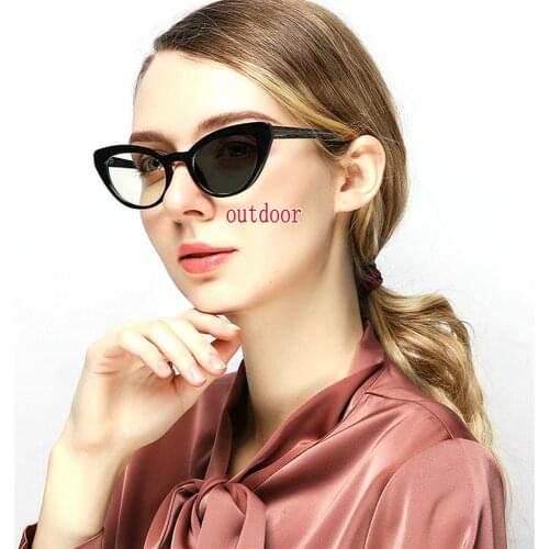 Transition Sunglasses Photochromic Myopia Eyeglasses Finished Cat Myopia Glasses for Women Computer Optical Gray Lens NX