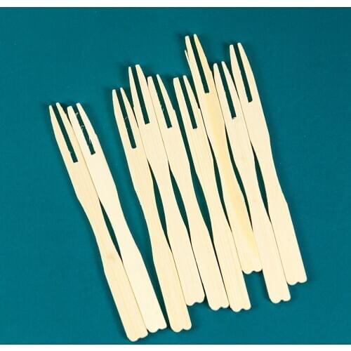 100pcs Disposable Bamboo Fruit Fork Dessert Party Buffet Desserts Food Fork Sticks Home Kitchen Tableware Supplies Wholesale