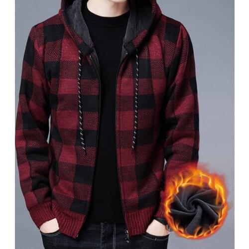 Autumn Winter Mens Thick Sweater Coat Zipper Hoodies Jackets Outerwear Fleece Warm Cardigan Sweaters casaco masculino MY514