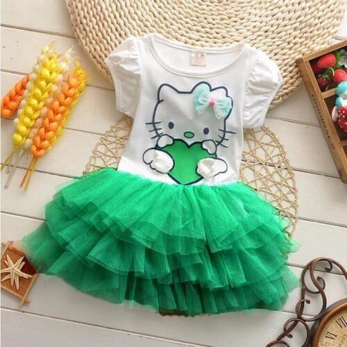 Baby Girls Dress Summer Short Sleeve Print Cartoon Cotton Party Princess Dress Toddler Girl Clothes Children Clothing Robe Fille