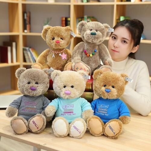 New Hot High Quality Couple Teddy Bear With Cloth Plush Toys Dolls Stuffed Toy Kids Baby Children Girl Birthday Christmas Gift