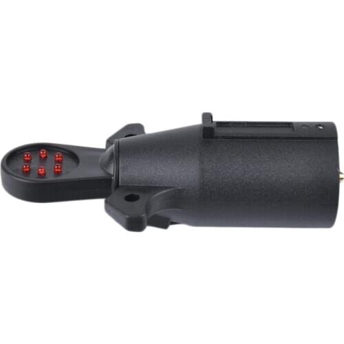 Trailer Tow Electrical Wire Connector 7-Way Plug Socket Tester Black