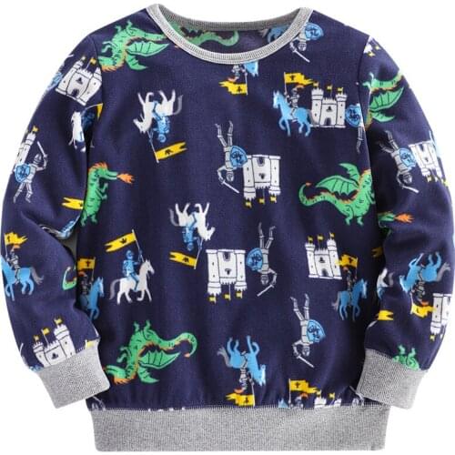 Jumping Meters New Arrival Fleece Boys Girls Sweatshirts Dragons Print Cute Winter Autumn 2-7T Baby Polyester Hooded Shirts Kids