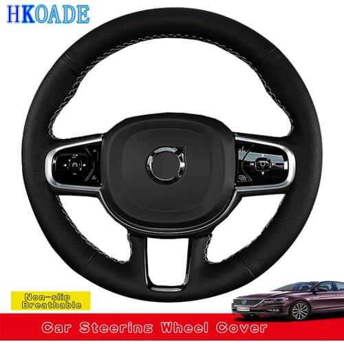 DIY Hand-stitched Black Non-slip And Breathable Artificial Leather Car Accessories Steering Wheel Cover For Volvo S60