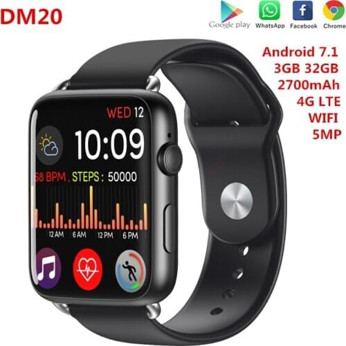 DM20 4G Android 7.1 Smart Watch 3GB 32GB MT6739 GPS WIFI 780mAh Big Battery 1.88‘’ IPS Touch Screen Heart Rate Smartwatches