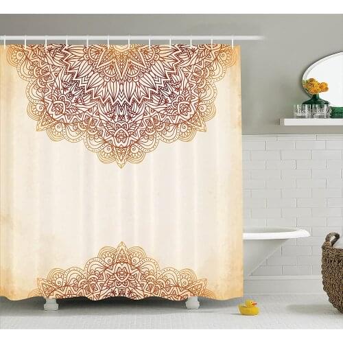 Victorian Shower Curtain Artistic Oriental Vintage Ornate Ethnic Henna Style Mandala Artwork Print Bath Curtain For Bathroom