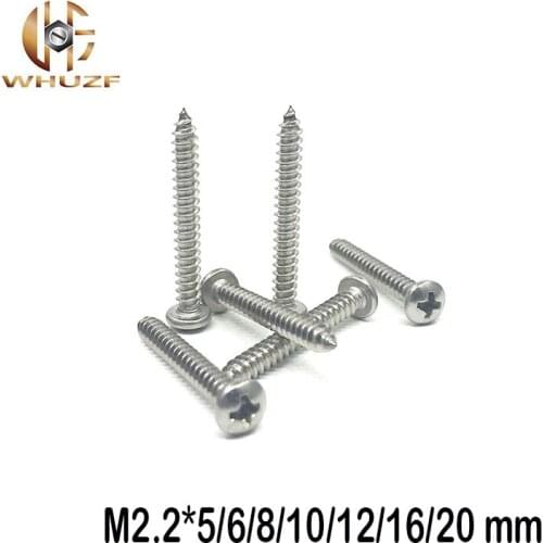 50pcs M2.2*5/6/8/10/12/16/20 mm Laptop Computer Screws GB845 phillips stainless steel 304 pan head head Self Tapping Screws
