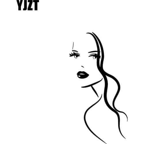 YJZT 6.4*12.4CM Sexy Girl Face Cute Black/Silver Fashion Advanced Design Vinyl Decals Covering The Body Good Quality C20-0329