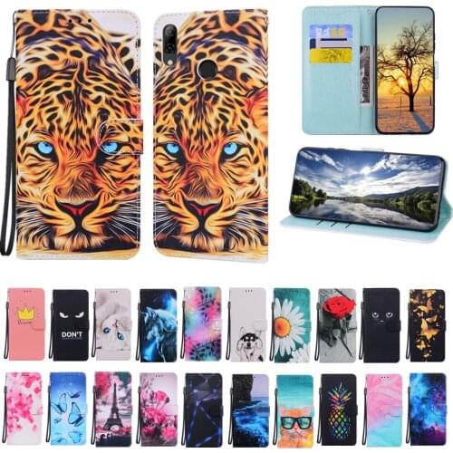 P50 Pro Flip Leather Protection Case for Huawei P40 P30 Lite P Smart 2021 Y7A Cover Painted Pattern Card Holder Shockproof Shell