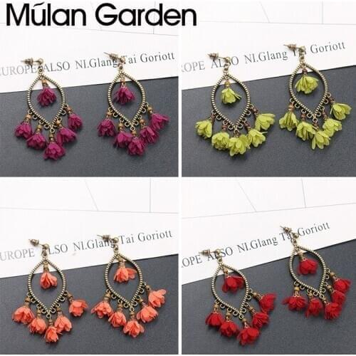M&G Vintage Bohemian Earrings for Women Colorful Flower Pendant Drop Gothic Earrings Retro Jewelry Accessories Wholesale Gift