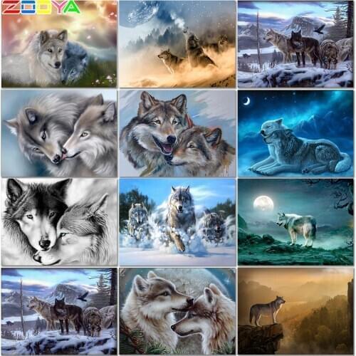 Zooya 5D Diy Crystal Diamond Mosaic Wolf Diy Crystal Diamond Embroidery Wolfs Diamond Painting Full Drill Diy Home Decor 2Jh04