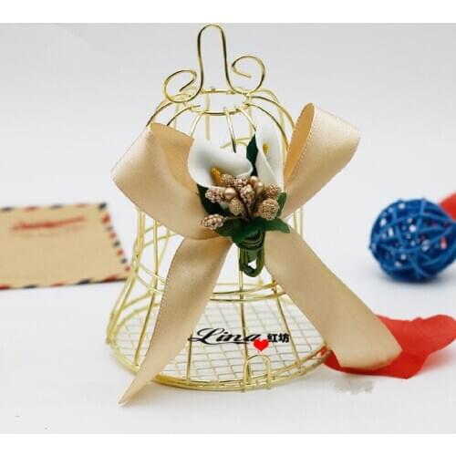 10/30/50 pcs Golden iron bell / personality wedding candy box / Wedding tin bar birdcage candy box / European style gift