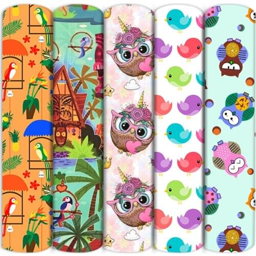 100% Pure Cotton/Polyester Cotton Fabric Owl Birds Printed Cloth for DIY Sewing Patchwork Dress Crafts Quilting Kids,1Yc17899