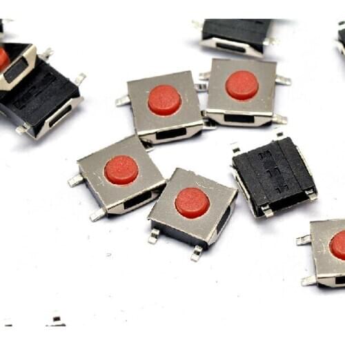 100pcs 6*6*2.7mm The patch 4pin Tactile Push Button Switch Red button Waterproof copper head cooker switch