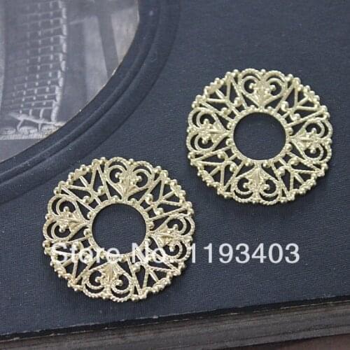 12PCS -31mm RAW brass Filigree Jewelry Connectors Setting Cab Base Connector Finding (FILIG-RB-49)