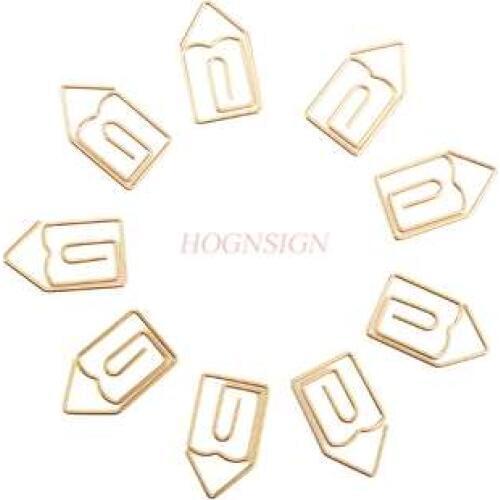 12pcs Golden House Paper Clip Pin Shaped Paper Clip Paper Clip Bookmark Cute Metal Pin