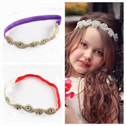 2pcs/lot New Style 12Colors Europe and America Exaggeted Rhinestones Button Headbands For Girls Hair Beauty Headwear FDA12