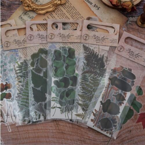 20 pcs/pack Green Plant flower Series Bullet Journal Decorative PET Stickers Scrapbooking Stick Label Diary Stationery Album