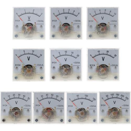 2021 Hot New 91C4 DC Voltmeter Analog Panel Voltage Meter Mechanical Pointer Type 3/5/10/15/20/30/50/100/150/250V