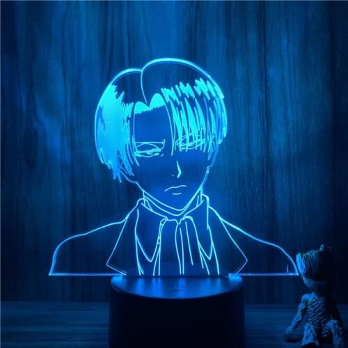 3D Nightlight Anime Levi Cool Face Attack on Titan Figure 7 Colors Touch Optical Illusion Table Lamp Gift Room Decor Light
