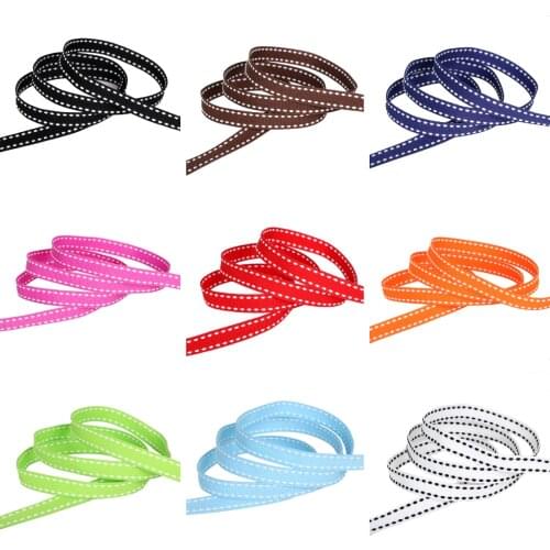 5Yards/Lot Width 10mm Dot Printed Grosgrain Stitch Ribbon Gift Wrapping Tapes For DIY Crafts Handmade Accessories Baking Ribbons