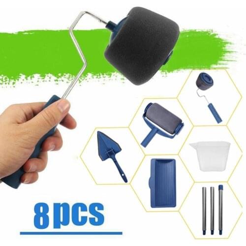 8pcs Wall Decorate Painting Roller Brush Set Paint Runner Pro Brush Kit Multifunctional House Paint Rollers Runner Pro Tools Set