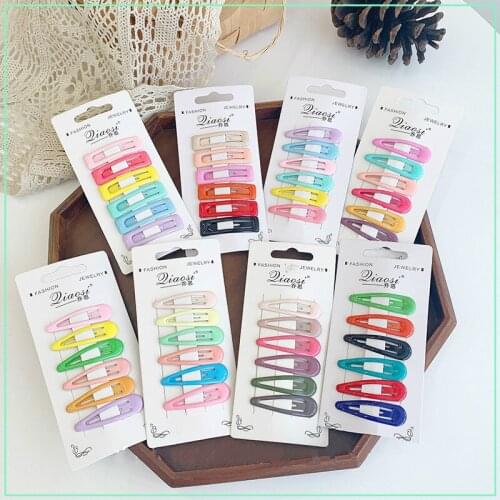 Aphrodite 6pcs/set Metal Candy Color Girl Hairpins Hair Clip Kids Headwear Children Cute Sweet Hair Accessories 2020 New Fashion