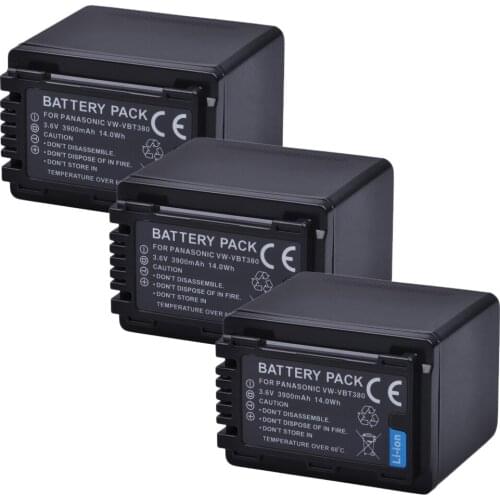 3900mAh VW-VBT380 VW VBT380 Battery for Panasonic VW-VBT380 VBT190, HC VXF999 VX878 VX989 V160 V180 V270 V380 V777 W570 W580