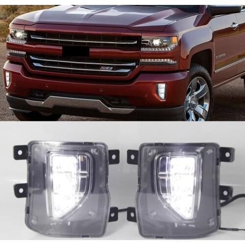 Car flashing 2PCS LED Daytime Running Lights DRL Relay Daylight foglamp assembly For chevrolet Silverado 1500 2016 2017 2018