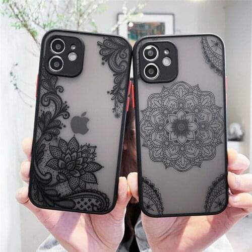 Luxury Mandala Flower Funda Case For iPhone 12 11 Pro XS Max 12 Mini 7 8 Plus X XR SE 2020 Matte Camera Protection Back Cover