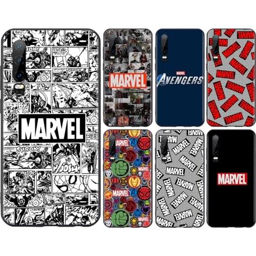 Marvel Logo Avengers For Huawei P50 P40 P30 P20 P10 P9 P8 Lite E Pro Plus Lite Mini 2019 2017 Black Soft Phone Case