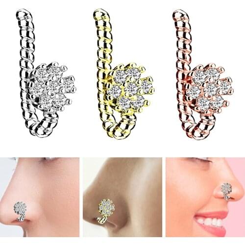 Fake Nose Ring Hoop Faux Fake Lip Ear Nose Septum Ring Non-Pierced Clip on Nose Hoop Rings Nose Hoop Rings Body Piercing