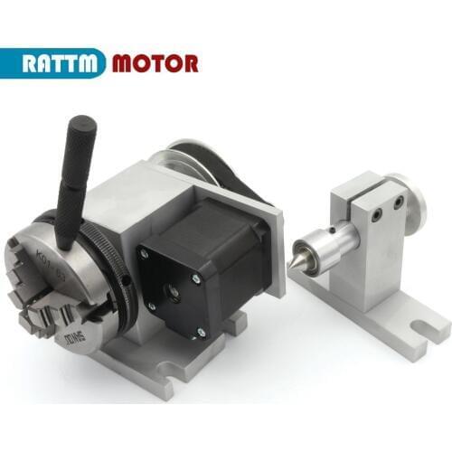K11-65mm 3 jaw chuck 65mm 4th Axis & Tailstock CNC dividing head/Rotation Axis for Mini CNC router woodworking engraving Machine